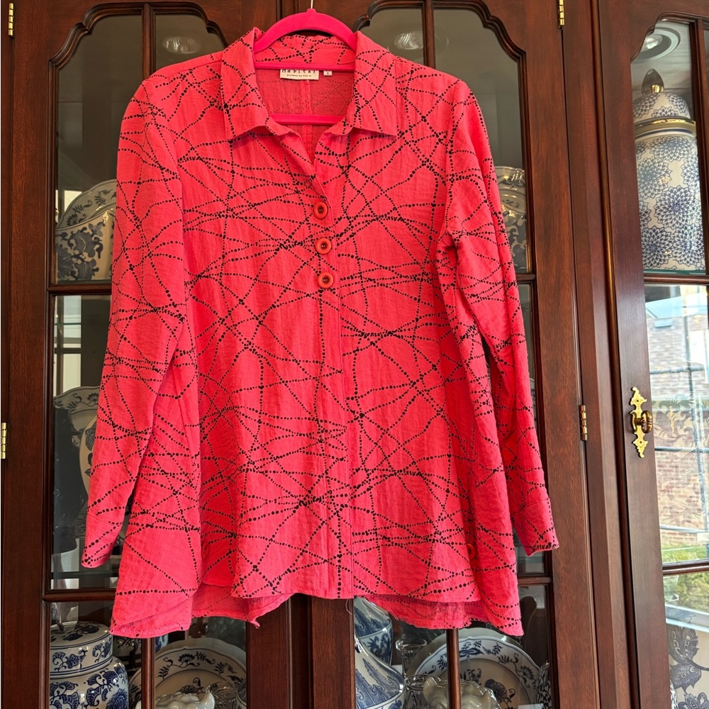 Habitat Clothes To Live In Deep Coral Tunic Blouse Top